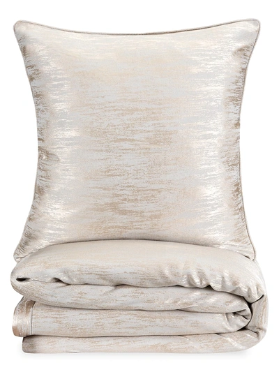 Callisto Home Zeta Jacquard Cotton 3-piece Duvet & Shams Set In Gold