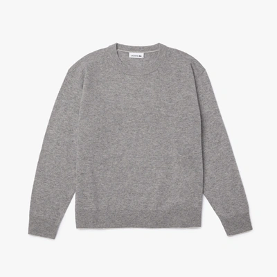 Lacoste Women's Crew Neck Wool Sweater In Grey Chine | ModeSens