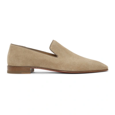 Christian Louboutin Dandelion Grosgrain-trimmed Suede Loafers In F447 Champi