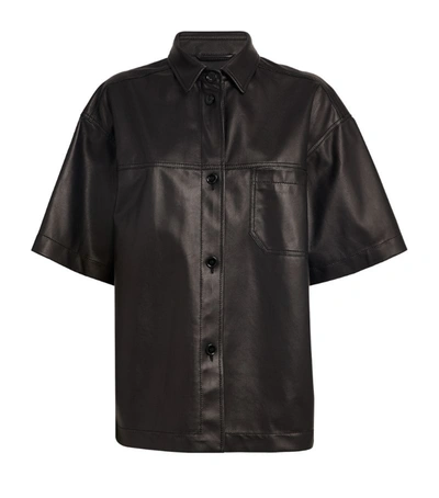 Mm6 Maison Margiela Short-sleeved Leather Shirt In Black