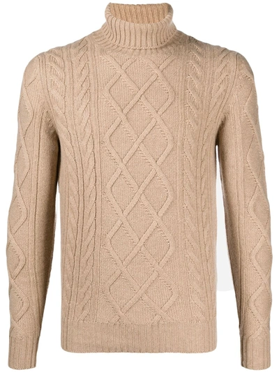 Cenere Gb Roll-neck Cable Knit Jumper In Neutrals