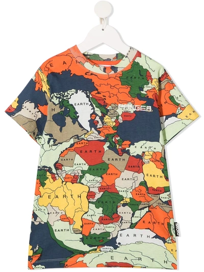 Molo Kids' Road Map-print T-shirt In Orange