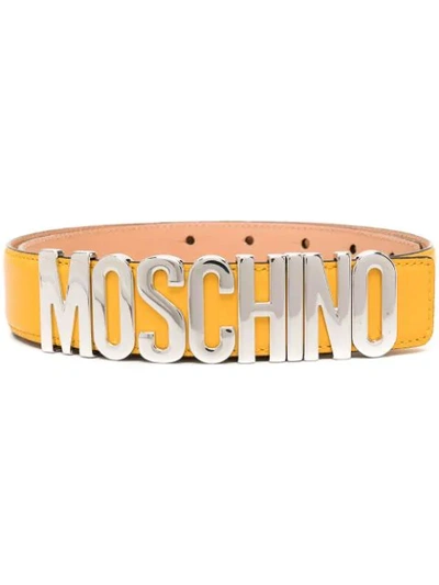 Moschino Logo-lettering Belt In Yellow