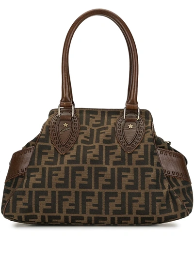 Pre-owned Fendi Zucca Du Jour Star Handbag In Brown