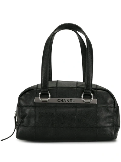 Pre-owned Chanel 2005 Jumbo Choco Bar Tote Bag In Black