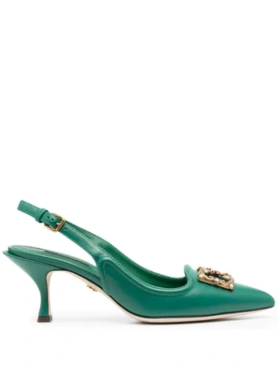 Dolce & Gabbana Dg Amore Low-heel Pumps In Green