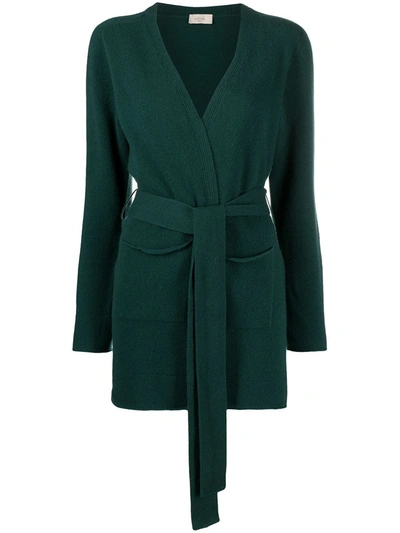 Altea Belted Knitted Cardigan In Green