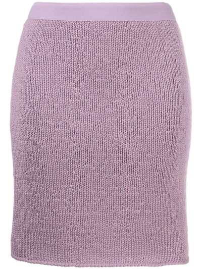 Bottega Veneta Knitted Wool-cashmere Skirt In Purple