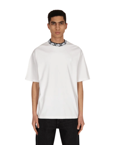 Acne Studios Jacquard Face Patch Neckline T-shirt In Optic White