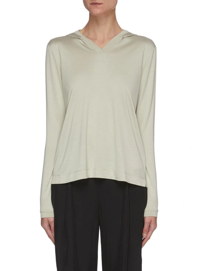 Theory V-neck Hood Cashmere Blend Sweatshirt In Neutral