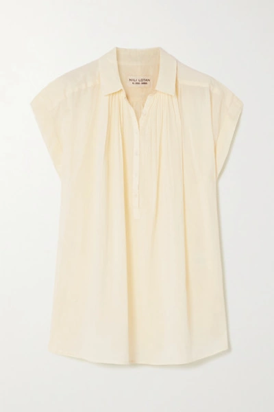 Nili Lotan Normandy Cotton-voile Blouse In Sand