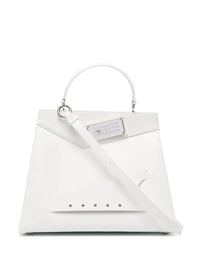 Maison Margiela Small Snatched Leather Top Handle Bag In White