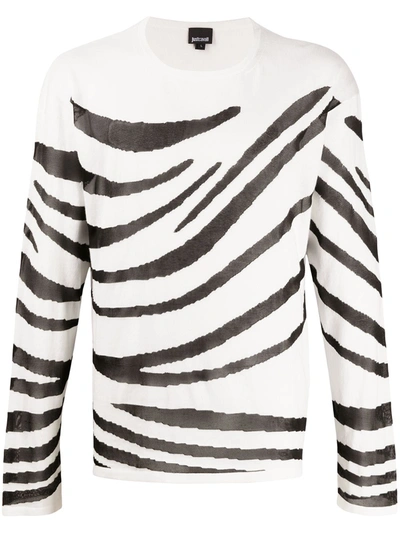 Just Cavalli Zebra-print Knitted Jumper In White
