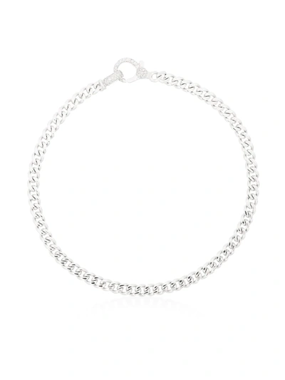 Shay 18k White Gold Baby Flat Link Diamond Bracelet In Silver