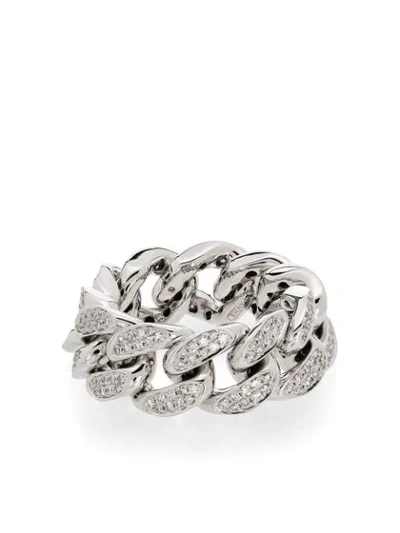 Shay 18k White Gold Flat-link Diamond Ring