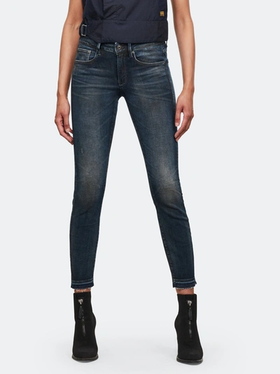G-star G Star 3301 Mid Skinny Ripped Edge Ankle Jeans In Blue