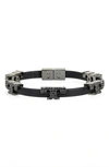 Tory Burch Pavè Serif T Stackable Bracelet In Tory Gold/ Black/ Dark Crystal