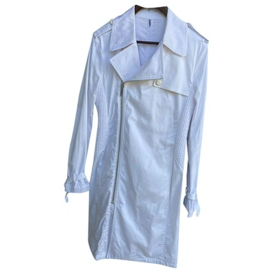 Pre-owned Karl Lagerfeld Trench Coat In White