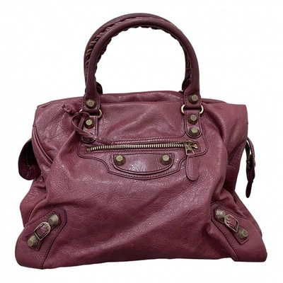 Pre-owned Balenciaga Work Leather Bag In Burgundy