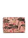 Loewe X Paula's Ibiza T Pouch Clutch Bag With Goldfish Pond Print In Pink Multi