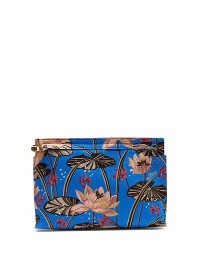 Loewe X Paula's Ibiza T Pouch Clutch Bag With Goldfish Pond Print, Blue In Blue Multi