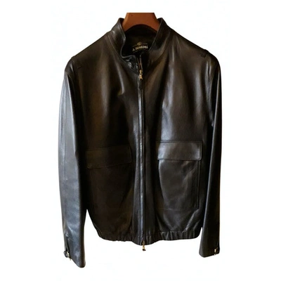 Pre-owned A. Testoni' Leather Jacket In Black