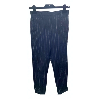 Pre-owned Golden Goose Wool Straight Pants In Navy