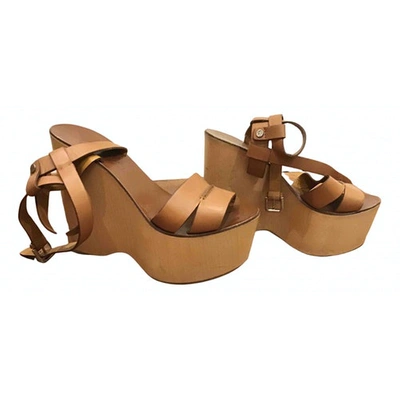 Pre-owned Ralph Lauren Leather Sandals In Camel