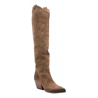 Pre-owned Elena Iachi Cowboy Boots In Beige
