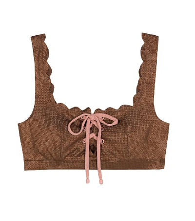 Marysia Palm Springs Tie Bikini Top In Metallic Brown