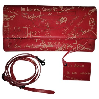 Pre-owned Balenciaga Blackout Leather Clutch Bag In Red