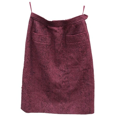 Pre-owned Saint Laurent Wool Skirt Suit In Burgundy