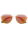 Gucci Metal Skull Aviator Sunglasses, Gold/orange In Metallic