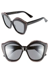 Gucci Swarovski&reg; Squared Cat-eye Sunglasses In Black/ Silver