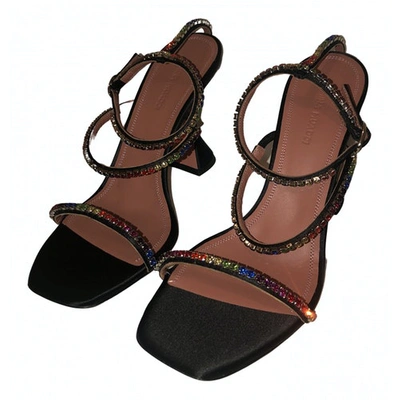 Pre-owned Amina Muaddi Black Leather Sandals