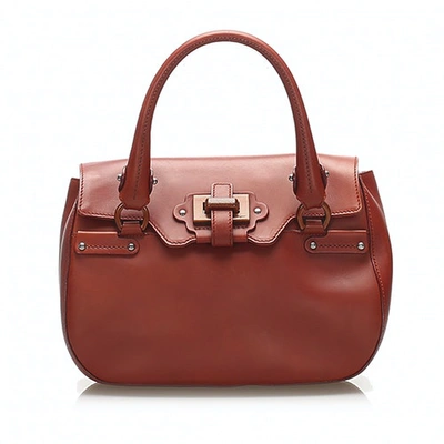 Pre-owned Ferragamo Leather Handbag In Red