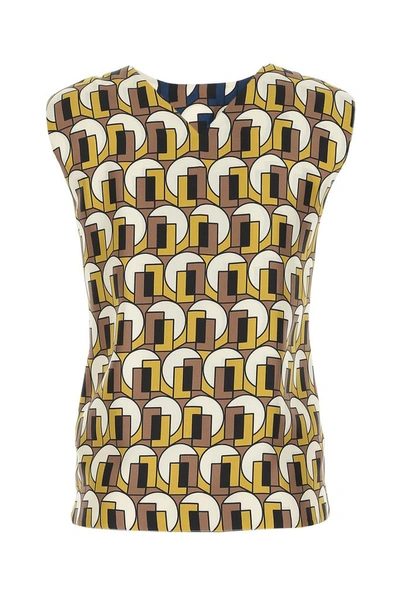 Max Mara 's  Sleeveless Printed Top In Tortora