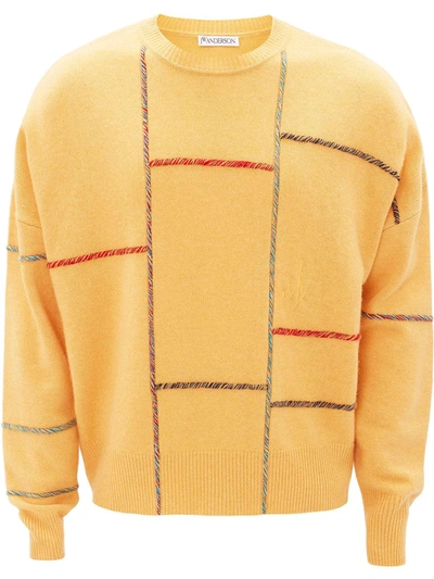 Jw Anderson Embroidered Wool-blend Sweater In Yellow