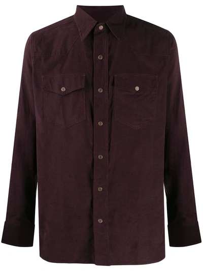 Tom Ford Cotton Utility Shirt In Purple