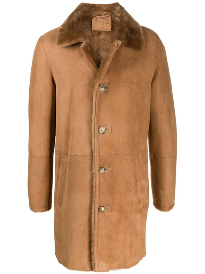 Desa 1972 Button-up Sheepskin Coat In Neutrals