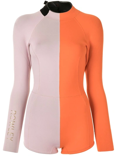 Cynthia Rowley Logan Color-block Wetsuit In Orange