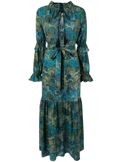 Cynthia Rowley Sanibel Marble-print Dress In Blue