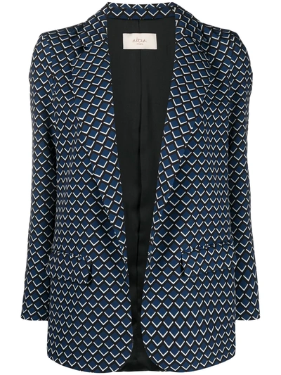 Altea Geometric-print Single-breasted Blazer In Blue