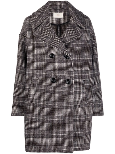Altea Prince Of Wales Double-breasted Coat In Brown