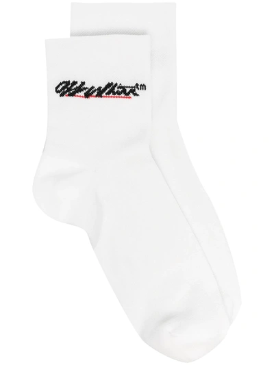Off-white White Logo Stretch-knit Socks