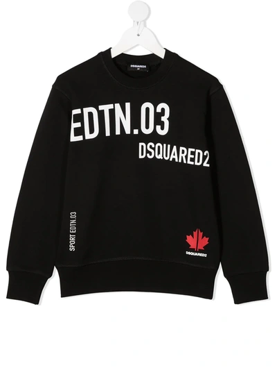 Dsquared2 Kids' Multi-logo Print Sweatshirt In Black