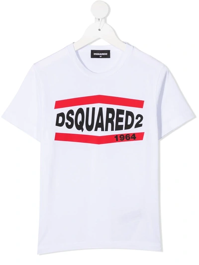 Dsquared2 Kids' Logo Print Cotton T-shirt In White