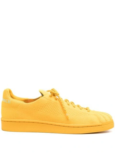 Adidas Originals By Pharrell Williams X Pharrell Williams Superstar Primeknit Lace-up Sneakers In Yellow