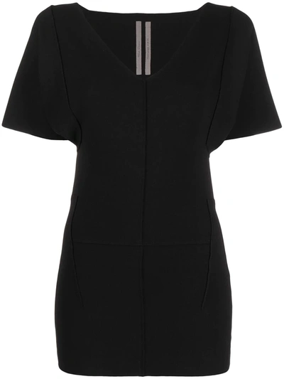 Rick Owens Longline V-neck Top In Black