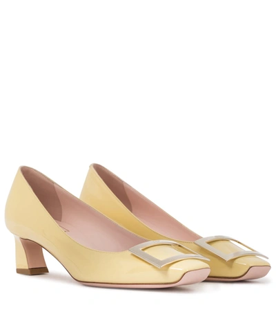 Roger Vivier 45mm Trompette Patent Leather Pumps In Yellow
